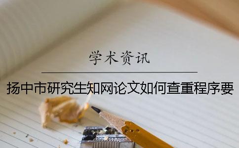 扬中市研究生学术论文如何查重？程序要查吗？