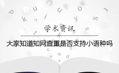 大家知道学术查重是否支持小语种吗？