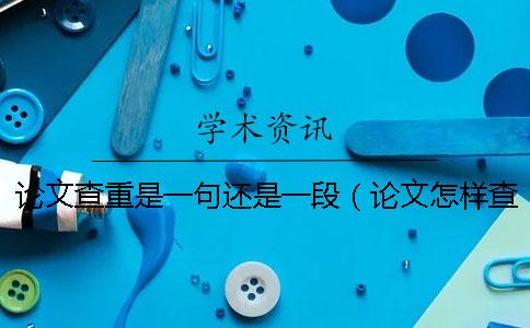 论文查重是一句还是一段(论文怎样查重_毕业论文查重网站) 论文查重是一句还是一段(论文怎样查重_毕业论文查重网站)